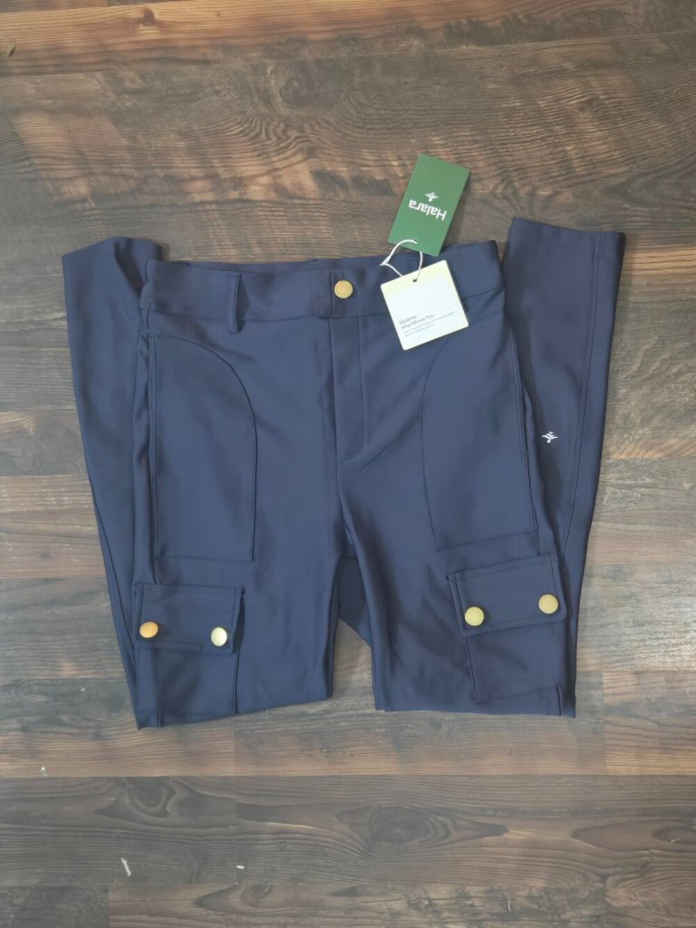 NWT Halara High Waisted Sheen 7/8 Leggings with Pockets Blue Nights Medium